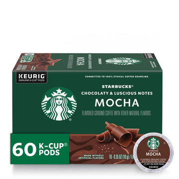 Starbucks Mocha Flavored K-Cup Coffee Pods, 100% Arabica, 60 Pods (6 Boxes)