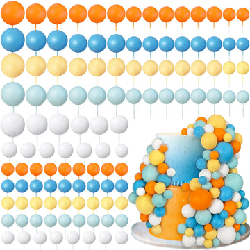113 PCS 5 Size Ball Cake Picks Colorful Ball Shaped Cake Topper Pearl Balls Cupcake Cake Insert Topper for Birthday Party Weddin