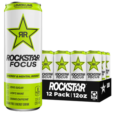 Rockstar Focus  Lemon Lime  12 Fl Oz Cans (Pack of 12)