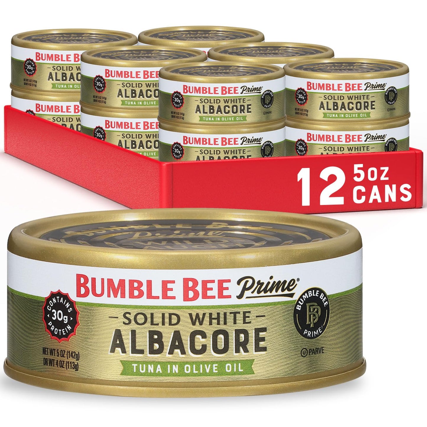 Bumble Bee Solid White Albacore Tuna in Olive Oil, 5 Ounce (Pack of 12), Blue, High Protein, Gluten Free, Keto Friendly