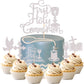ZHUOWEISM Cupcake Toppers, 25 PCS Glitter First Communion Decorations, Silver, Bamboo, Small Size