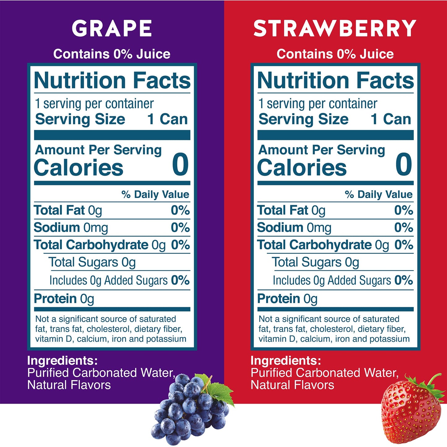 Waterloo Sparkling Water Two-Flavor Pack, 12 Fl Oz Cans, Pack of 16, 8 x Grape, 8 x Strawberry | Zero Calories | Zero Sugar or A