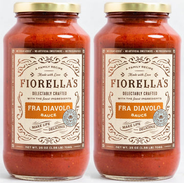 FiorellaS Fra Diavolo  Arrabbiata Sauce - Tomato Sauce Made With Fresh Ingredients - Seed Oil Free  No Sugar Added  No Preservatives Added  No Artificial Sweeteners  Pasta Sauce  25 Oz (Pack Of 2)