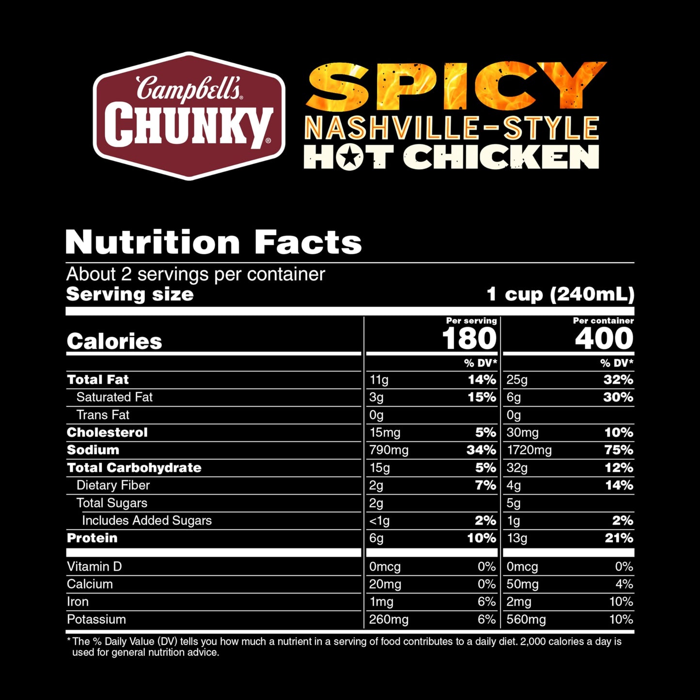 Campbell'S Chunky Soup, Spicy Nashville-Style Hot Chicken Soup, 18.8 Oz Can