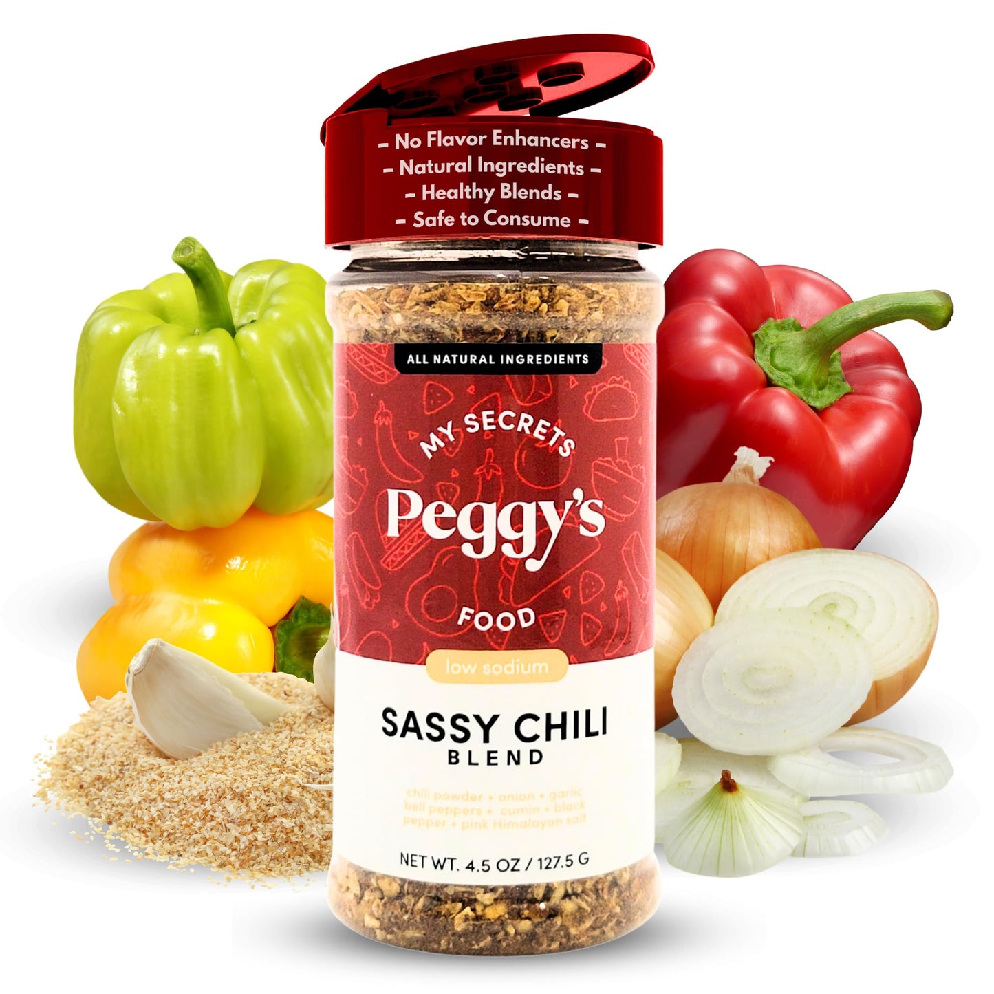 My Secrets Peggys Food Sassy Chili Blend Spicy Chili Seasoning - Hot Chili Powder Seasoning- Perfect Blend Of Chilies & Herbs Wi