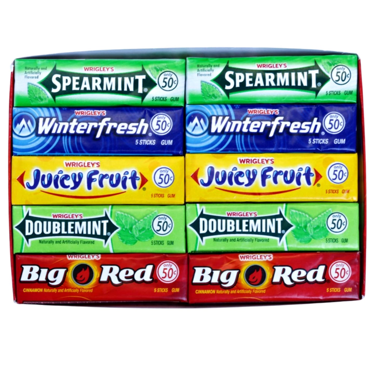 Wrigley'S Chewing Gum Assortment 40 Packs - 8 Packs Of Each (5 Flavors) Doublemint, Spearmint, Juicy Fruit, Big Red, Winterfresh