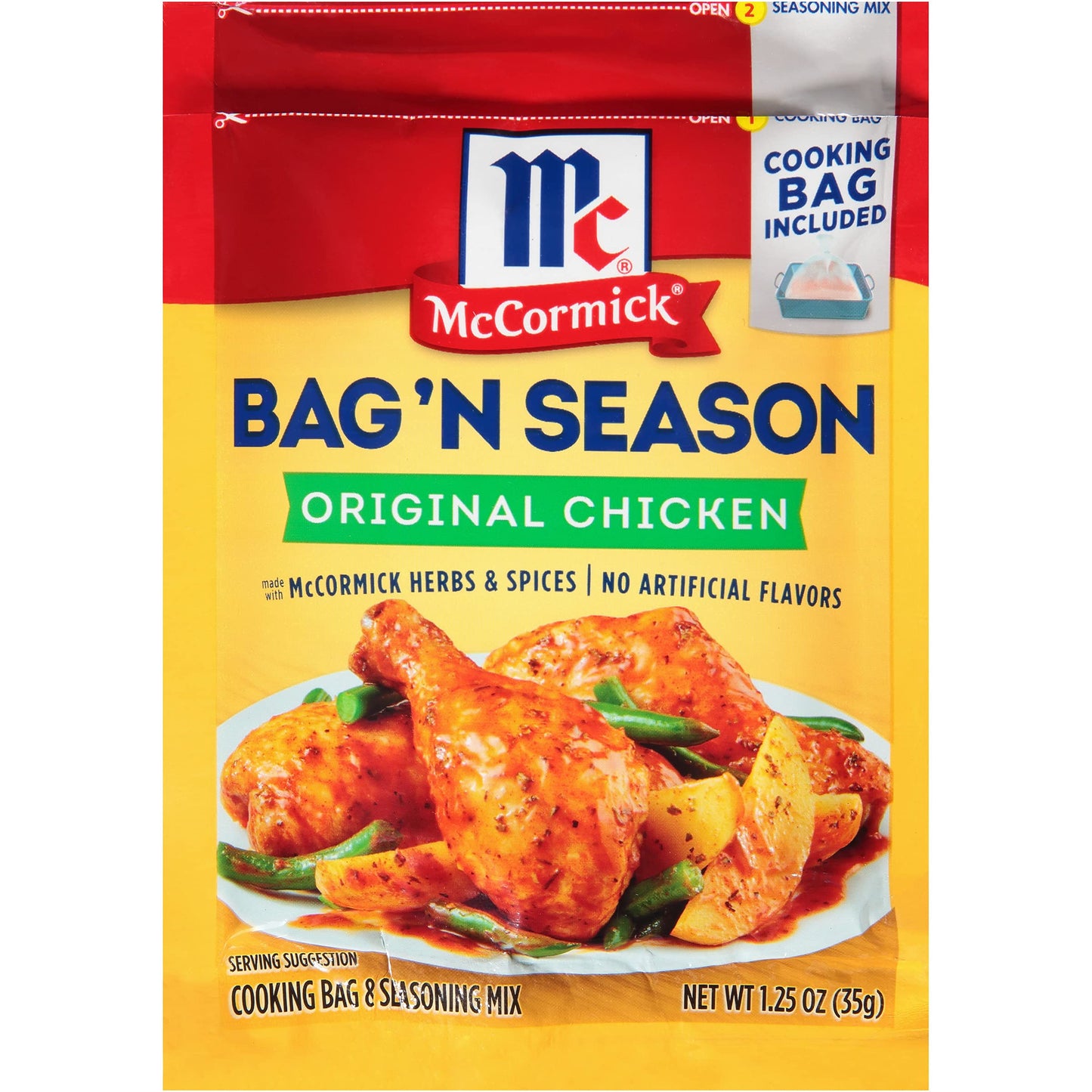 McCormick Bag 'n Season Original Chicken Cooking Bag & Seasoning Mix, 1.25 oz (Pack of 6)
