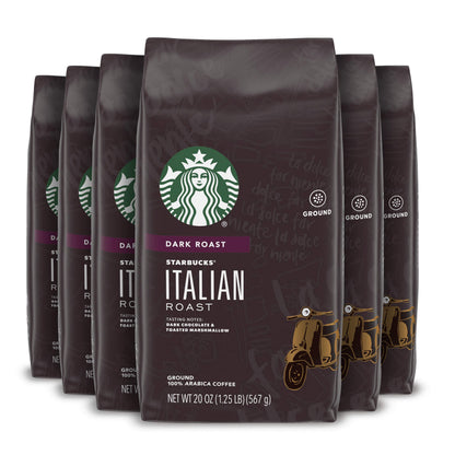 Starbucks Dark Roast Ground Coffee - Italian Roast - 100% Arabica - 6 bags (20 oz. each)