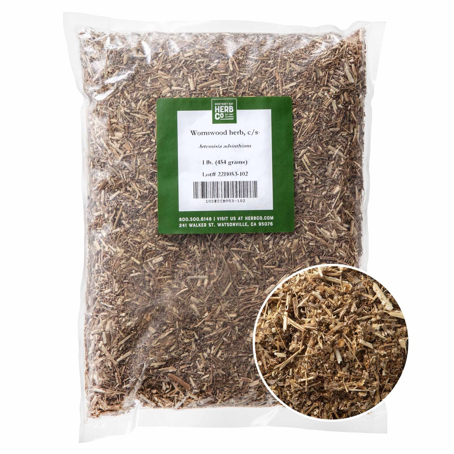 Organic Wormwood Herb Cut & Sifted  By Herb Co  Used For Flavoring Of Drinks Or Bitters  1 Lb