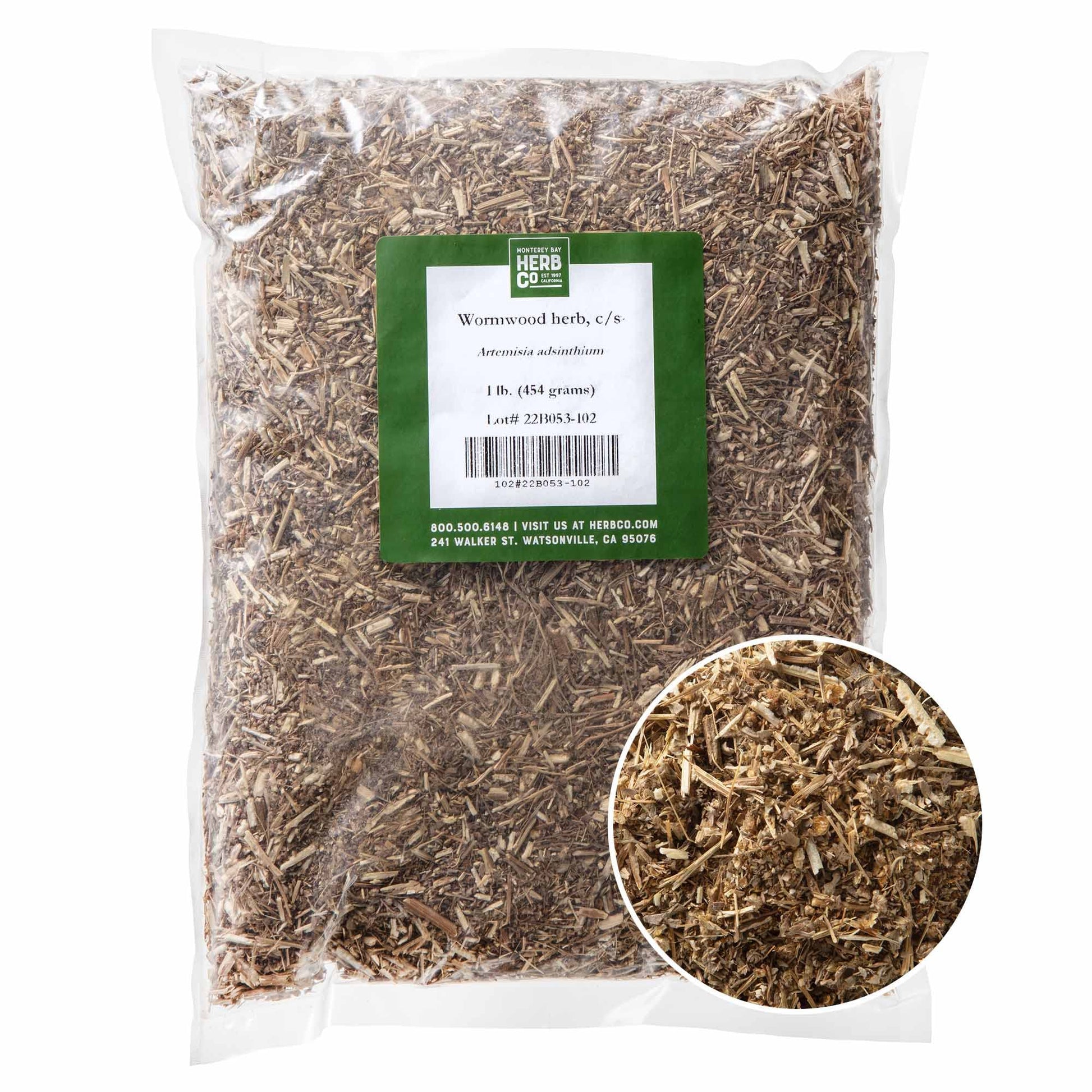 Organic Wormwood Herb Cut & Sifted  By Herb Co  Used For Flavoring Of Drinks Or Bitters  1 Lb