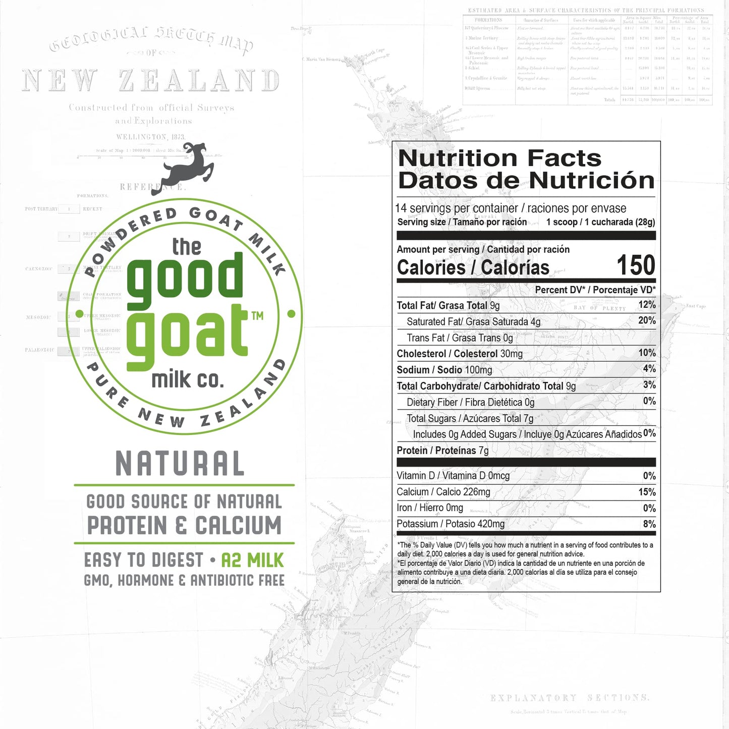 New Zealand Full Cream Goat Milk Powder (Natural) - 14Oz