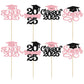Gyufise 24Pcs Graduation Cupcake Toppers, Glitter Senior Class of 2025, Paper, Pink