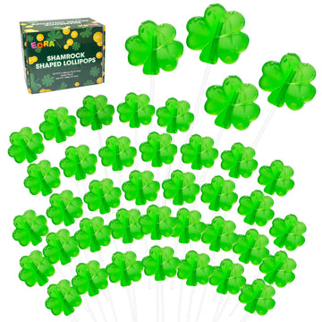 36 Pack St. Patrick's Day Candy, Green Shamrock Lollipops Suckers, Irish Candy Suckers, Individually wrapped Suckers lollipops G