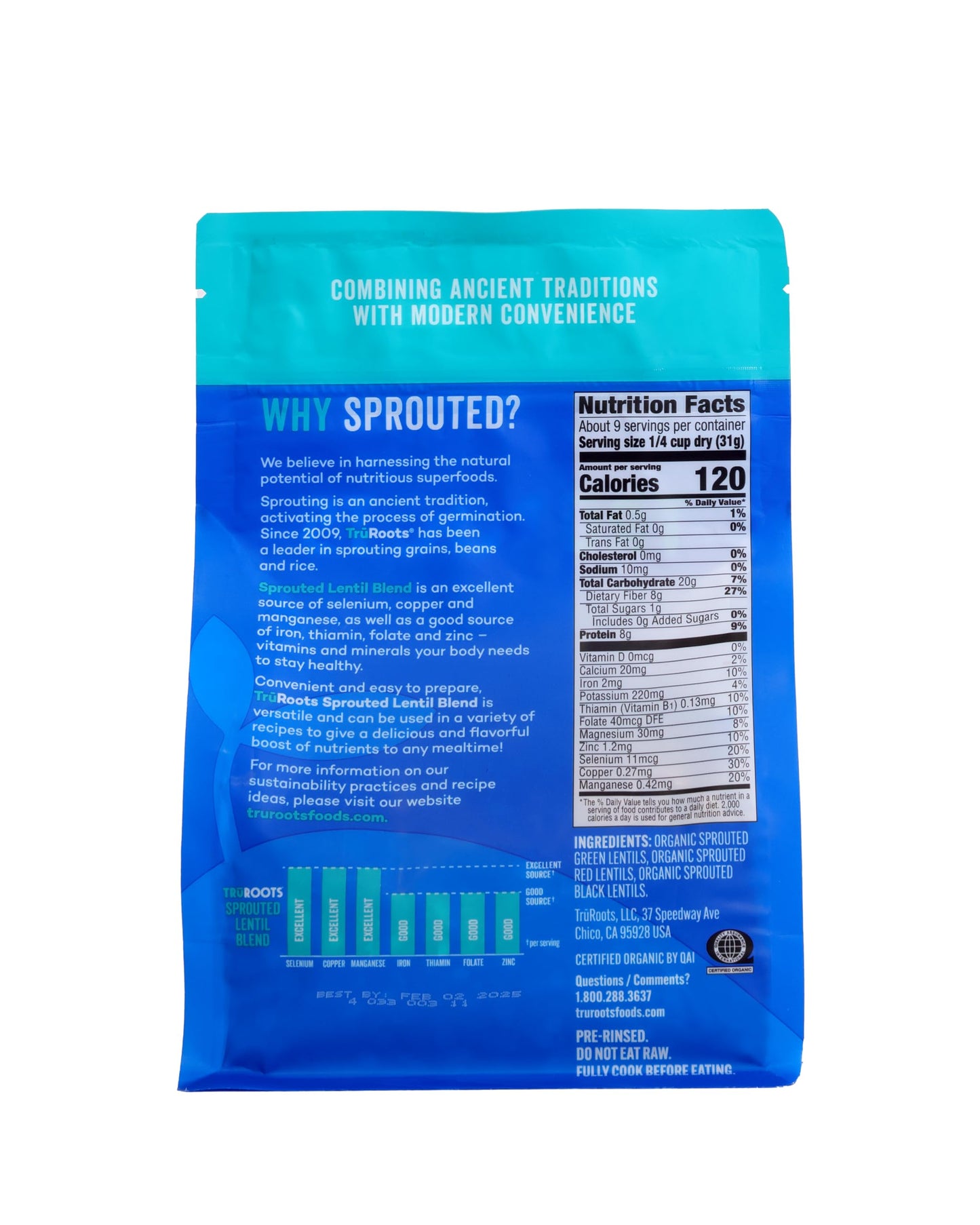 TruRoots Organic Sprouted Lentil Blend, 10oz