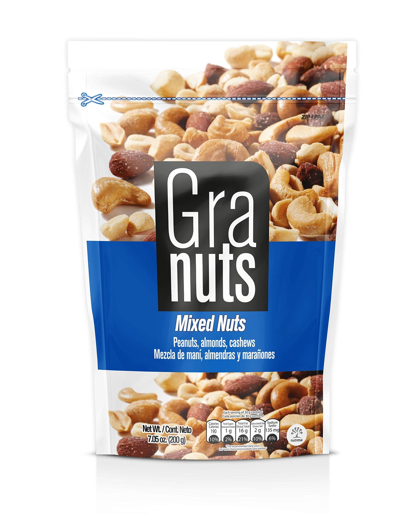 Granuts Mixed Nuts Family Pack | Almonds, Peanuts & Cashews | Crunchy + Soft Textures | 7.05 Oz (Pack Of 1)