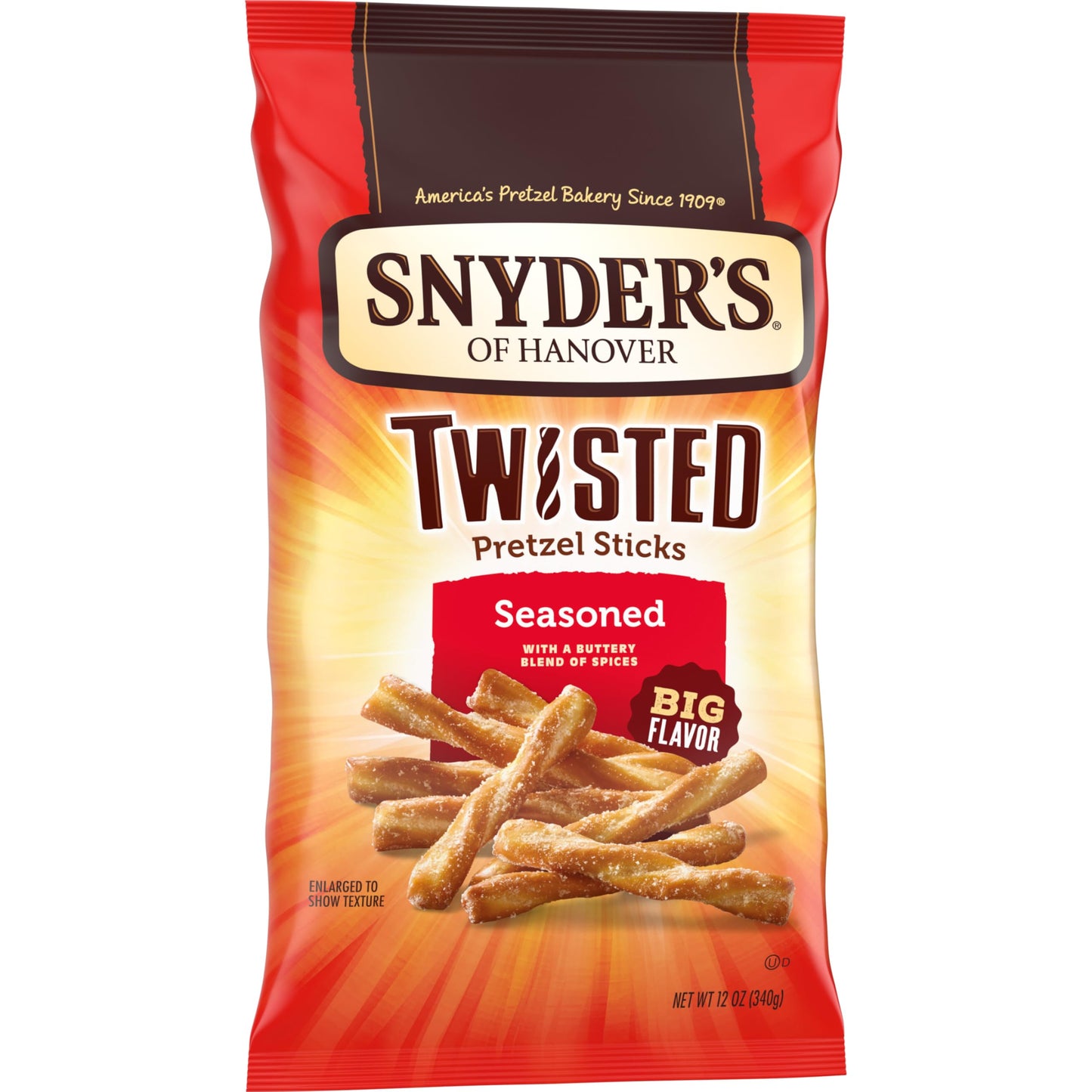 Snyders of Hanover, Seasoned Twisted Pretzel Sticks, 12 Oz Bag (Pack of 3)