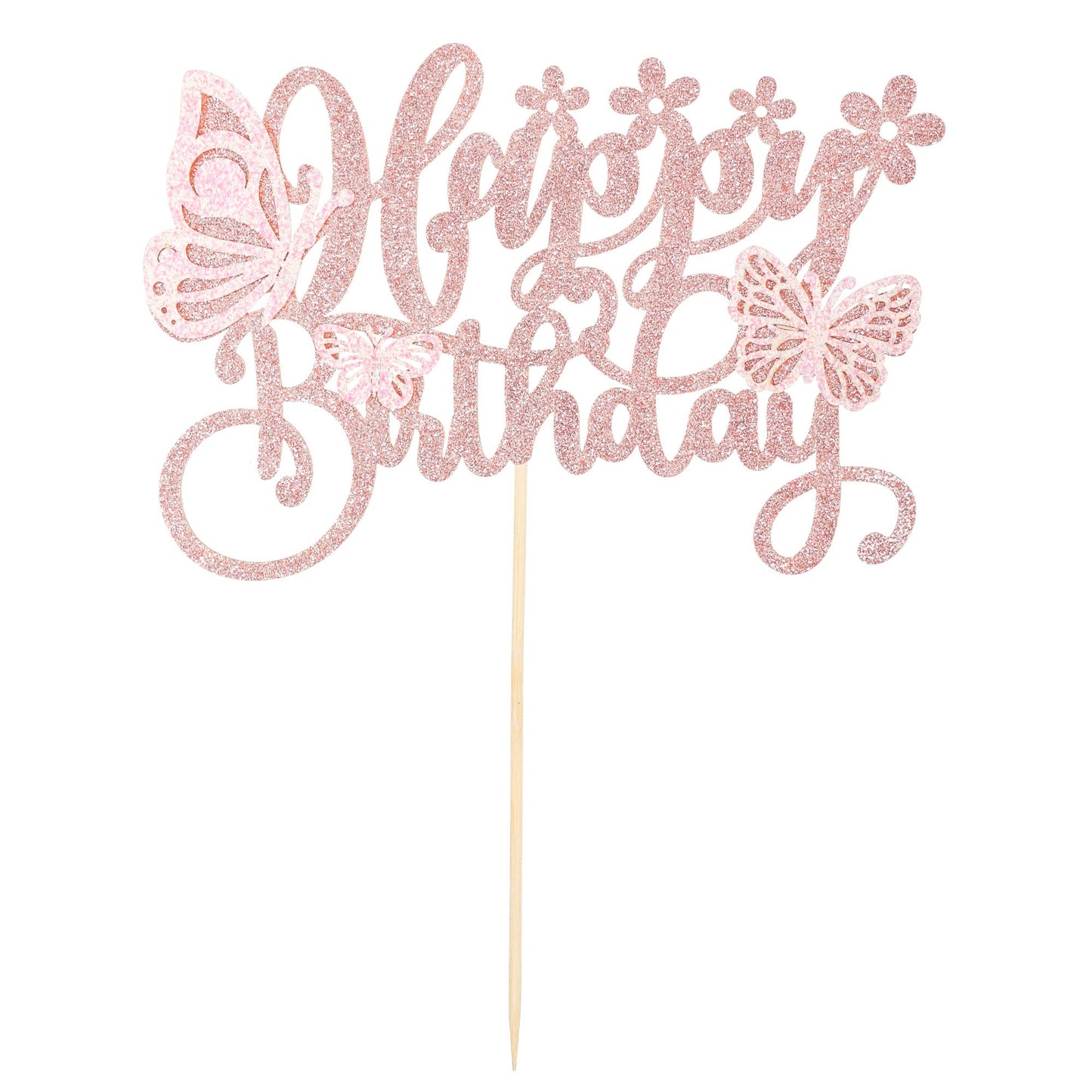 Gyufise 1Pcs Butterfly Cake Topper Glitter Assembled 3D Butterfly Cupcake Toppers Happy Birthday Cake Topper For Wedding Anniver