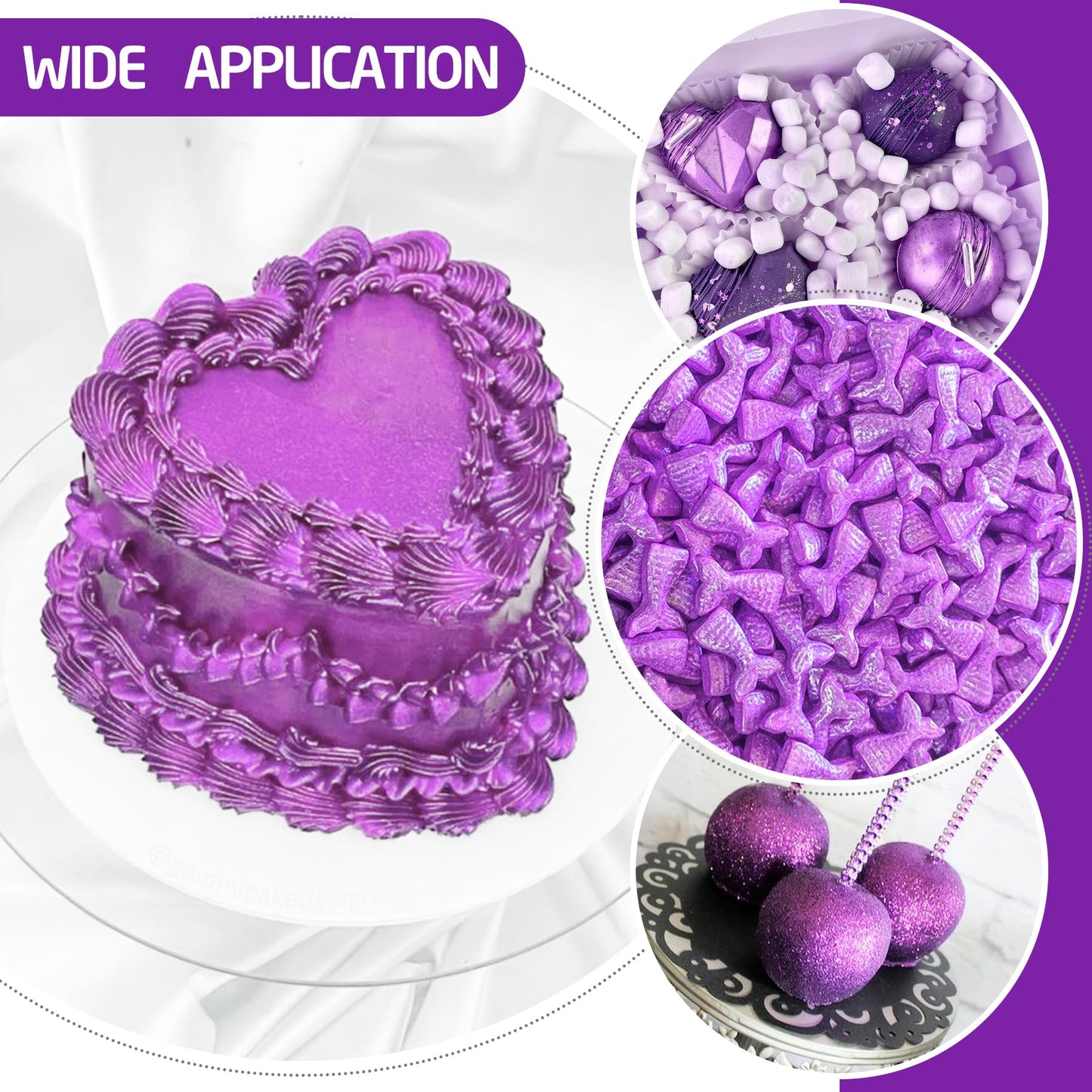 DecorRom Edible Glitter Spray - Luster Dust Shimmer Powder for Cake Decorating - 0.75 oz - Purple - Model A0209