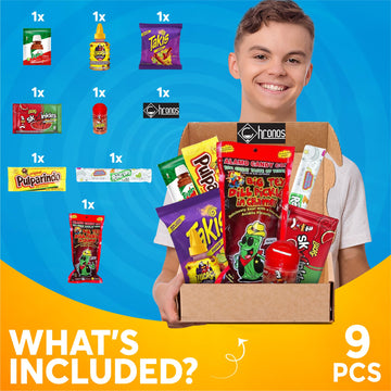 Chamoy Pickle Kit by CHRONOS 9 Piece Kit includes Alamo Big Tex Chamoy pickle, Skwinkles Watermelon Flavor, Lucas Gusano (tamari