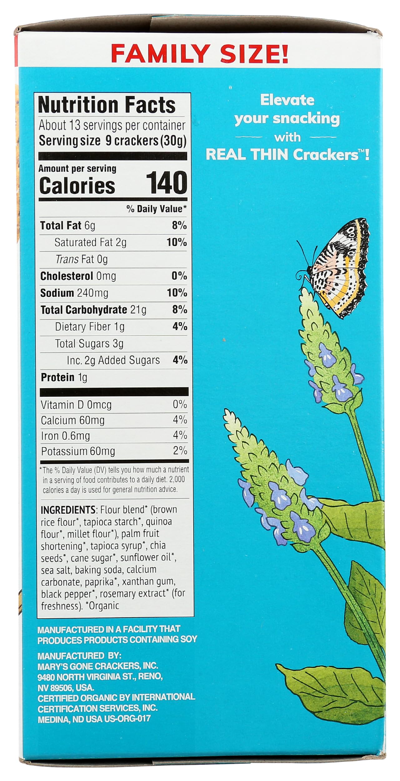 Marys Gone Crackers Organic Value Size Real Thin Sea Salt Crackers, 14 Oz