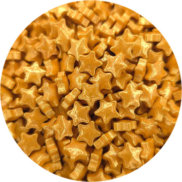 NCS Pearlized Gold Stars (Thick) Edible Candy Sprinkles, 8 ounces - Great for Cupcakes, Cookies, Cakes, Cakes Pops, Donuts