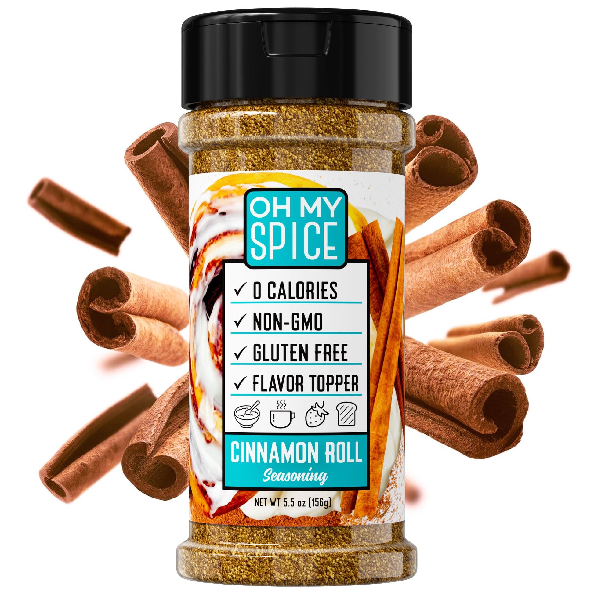 Oh My Spice Ice Cream Topping Cinnamon Roll Mix, Gluten Free, Low Sodium, 5.5oz