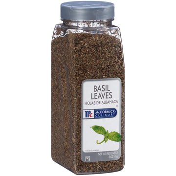 Mccormick Culinary Basil Leaves, 5 Oz - One 5 Ounce Container Of Dried Basil Seasoning With Authentic, Fresh Flavor, Pairs Well With Pasta, Pizzas, Poultry, Sauces And More