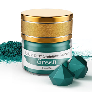 Jelife Green Edible Luster Dust - 5 Grams Food Grade Cake Dust Shimmer Powdered, Edible Metallic Powder Food Coloring for Cake D