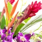 Fresh Orchids And Tropical Flower Bouquet, Purple Orchids, Red Ginger, Heliconia, Mixed Foliage, Hawaiian - Prime Quality - Perf