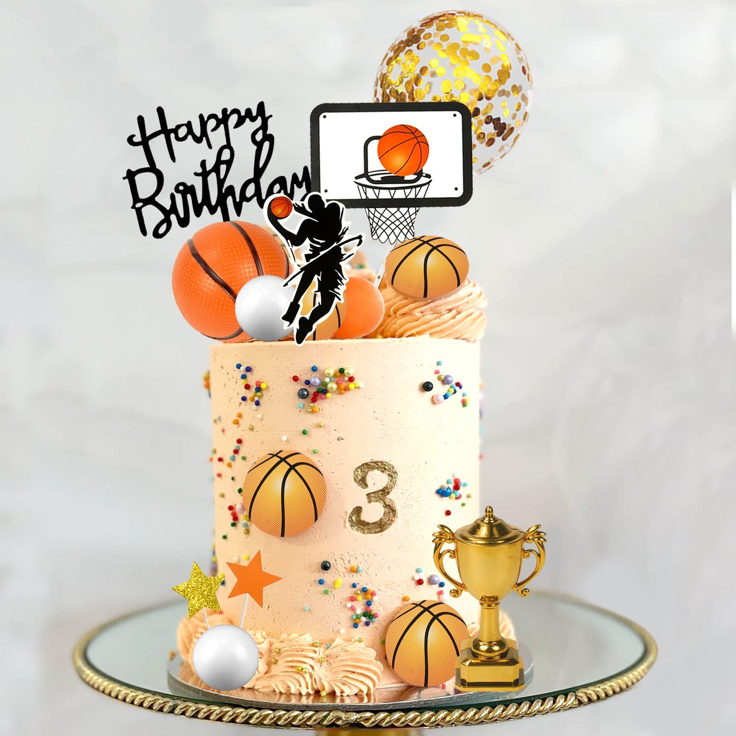29 Pcs Basketball Cake Toppers Basketball Cake Decorations With Star Golden Balls For Boys Men Basketball Birthday Party Sport P