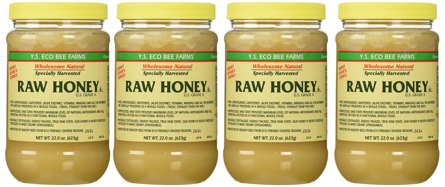 Y.S. Eco Bee Farms Raw Honey - 22 Oz Jars (4 Count (22Oz Each))