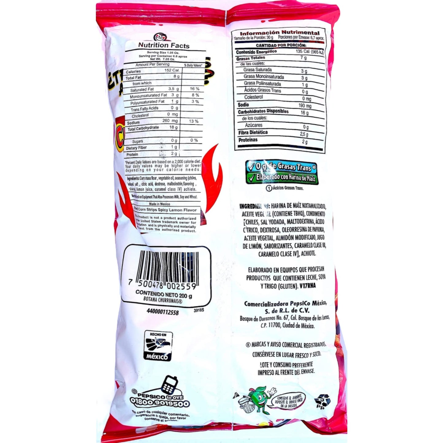 Sabritas Churrumais Con Limoncito (3 Pack) 6.52 Oz - Mexican Large Chips - Botanas Mexicanas Bolsa Grande