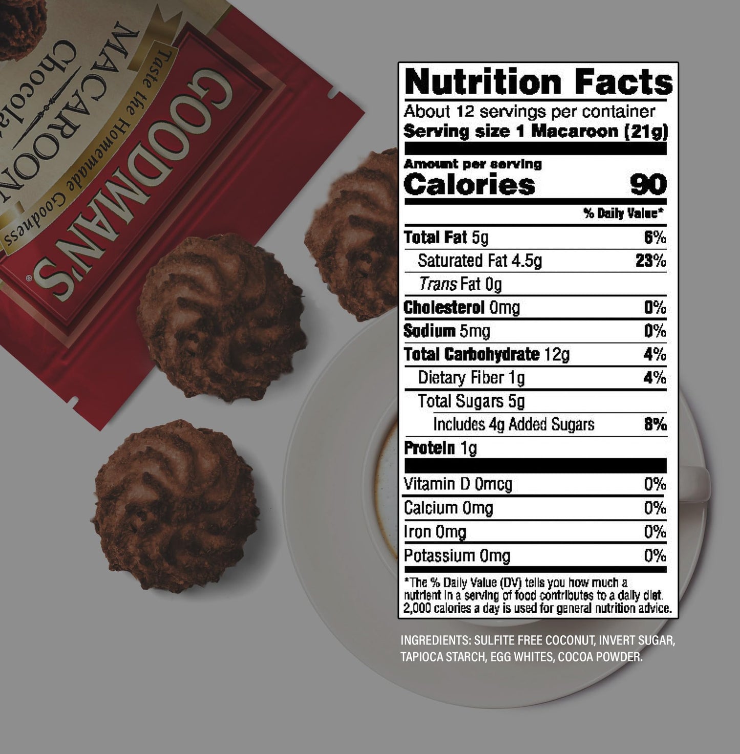 Goodmans Chocolate Chip Coconut Macaroons, 9Oz (2 Pack) | Gluten Free Cookies | Soft & Chewy | Kosher For Passover