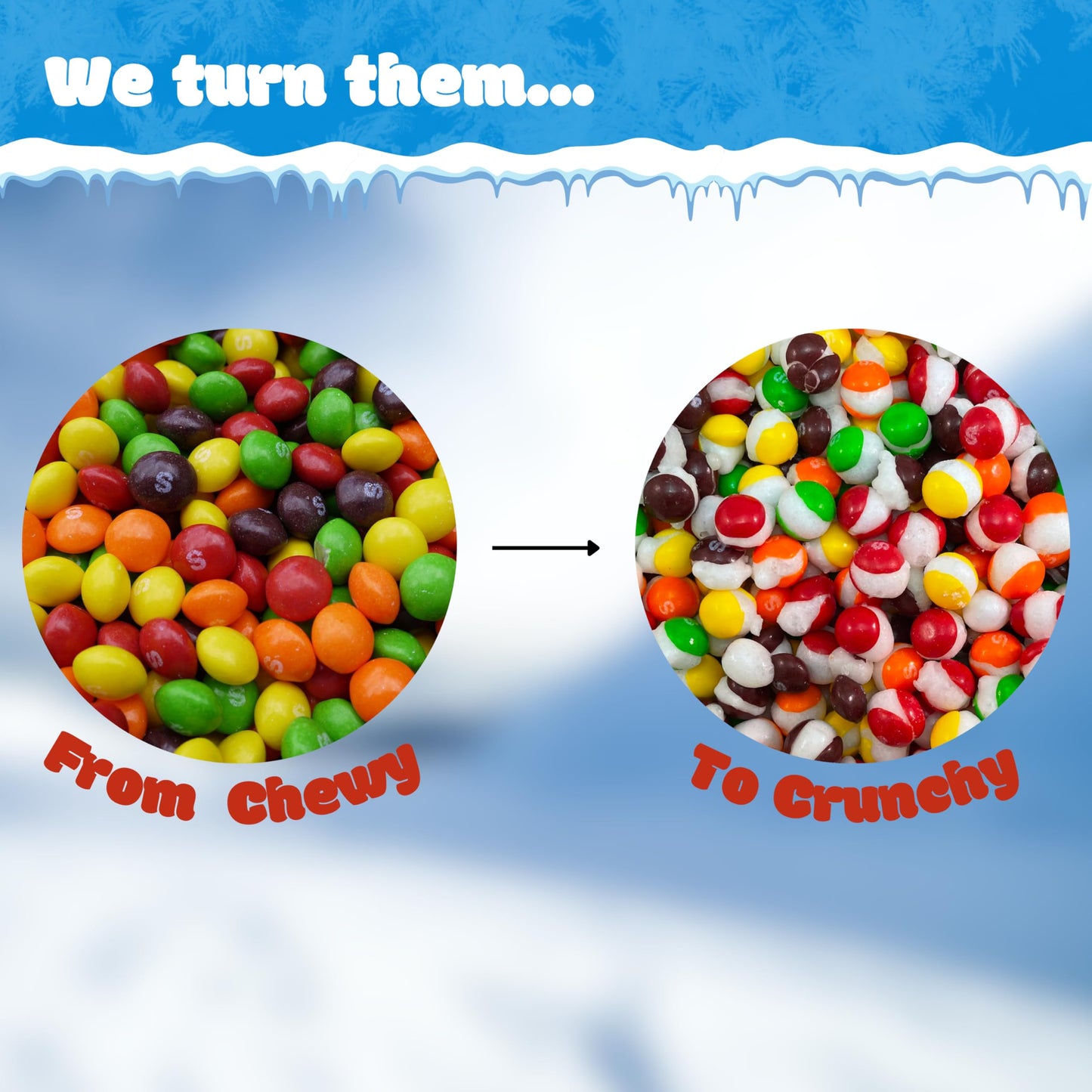 Freeze Dried Candy 4 Pack (2Lb Total) - Muncheeze Gourmet Freeze Dried Asteroid Crunchies (Original Rainbow)