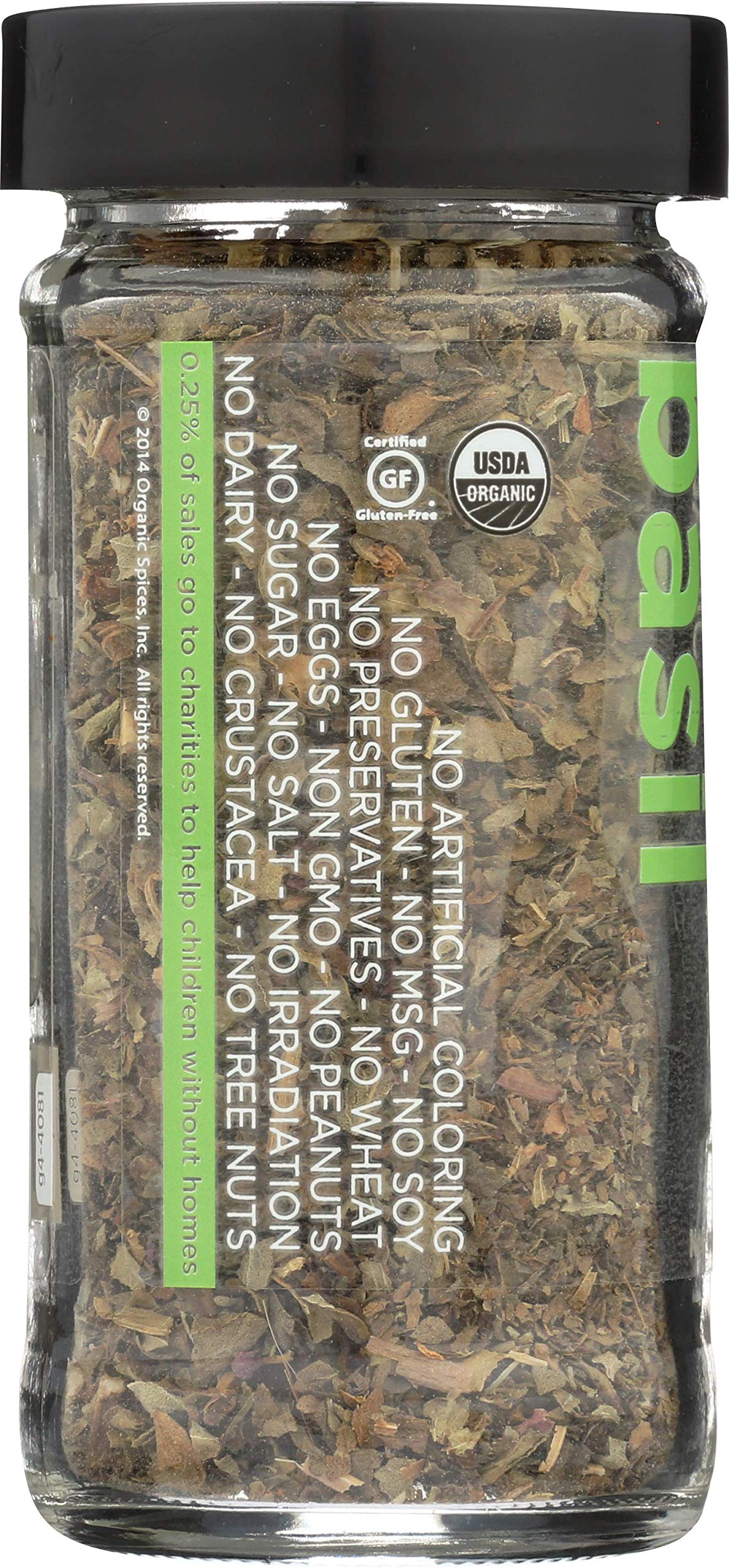 Spicely Organic Basil 0.50 Ounce Jar Certified Gluten Free
