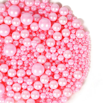 Kasvan Pink Pearl Sugar Sprinkles - Edible Candy Pearls 130G/4.58 Oz, Mix Size, Baking Cake Decorations, Ice Cream Toppings And