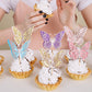 Rssta i Butterfly Cupcake Toppers - 24 Pack Glitter Double Layers - Baby Shower, Wedding, Birthday Party - Rose Gold