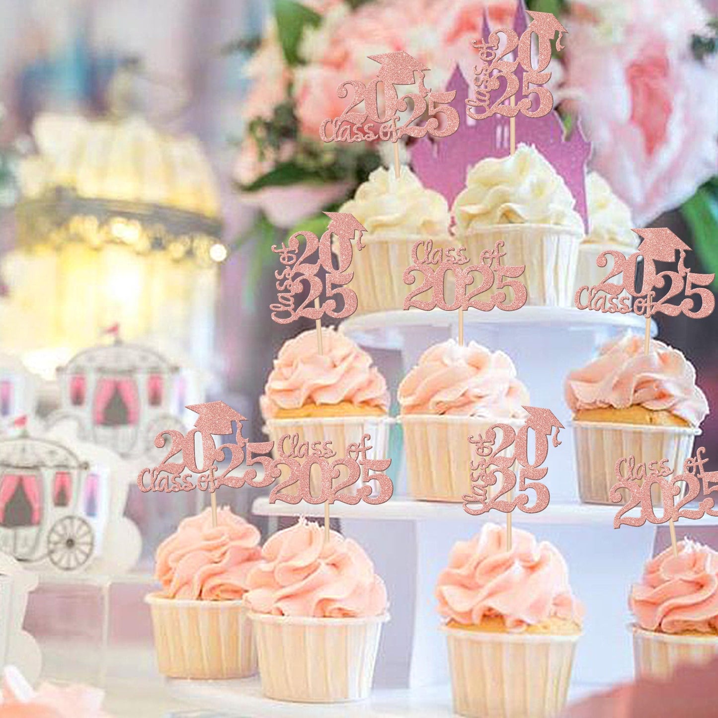 30 Pcs 2025 Graduation Cap Cupcake Toppers Class Of 2025 Cupcake Picks University Graduation Cake Decorations For 2025 Graduatio