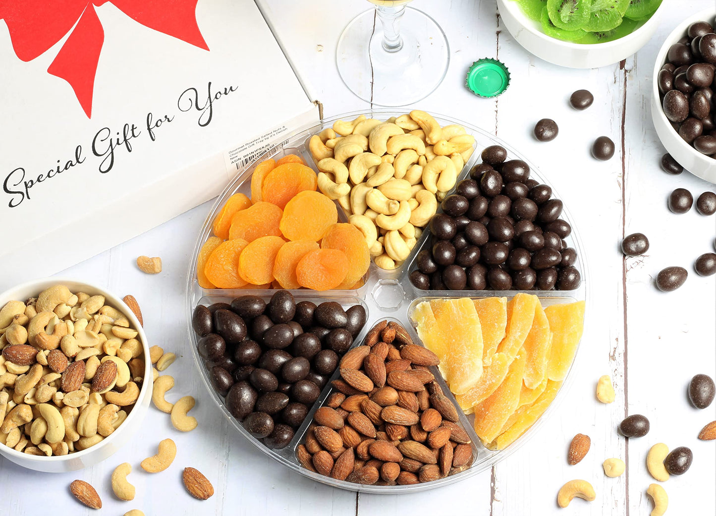 Gourmet Holiday Gift Basket - Chocolate Nuts And Dried Fruit Large Gift Tray 6-Pt By It'S Delish - New Year Valentines Fathers M