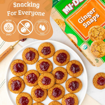 Mi-Del Ginger Snaps Organic - Crunchy Ginger Cookies Made With Real Ginger - Swedish Ginger Snaps Cookies Old Fashioned - Non-Gm