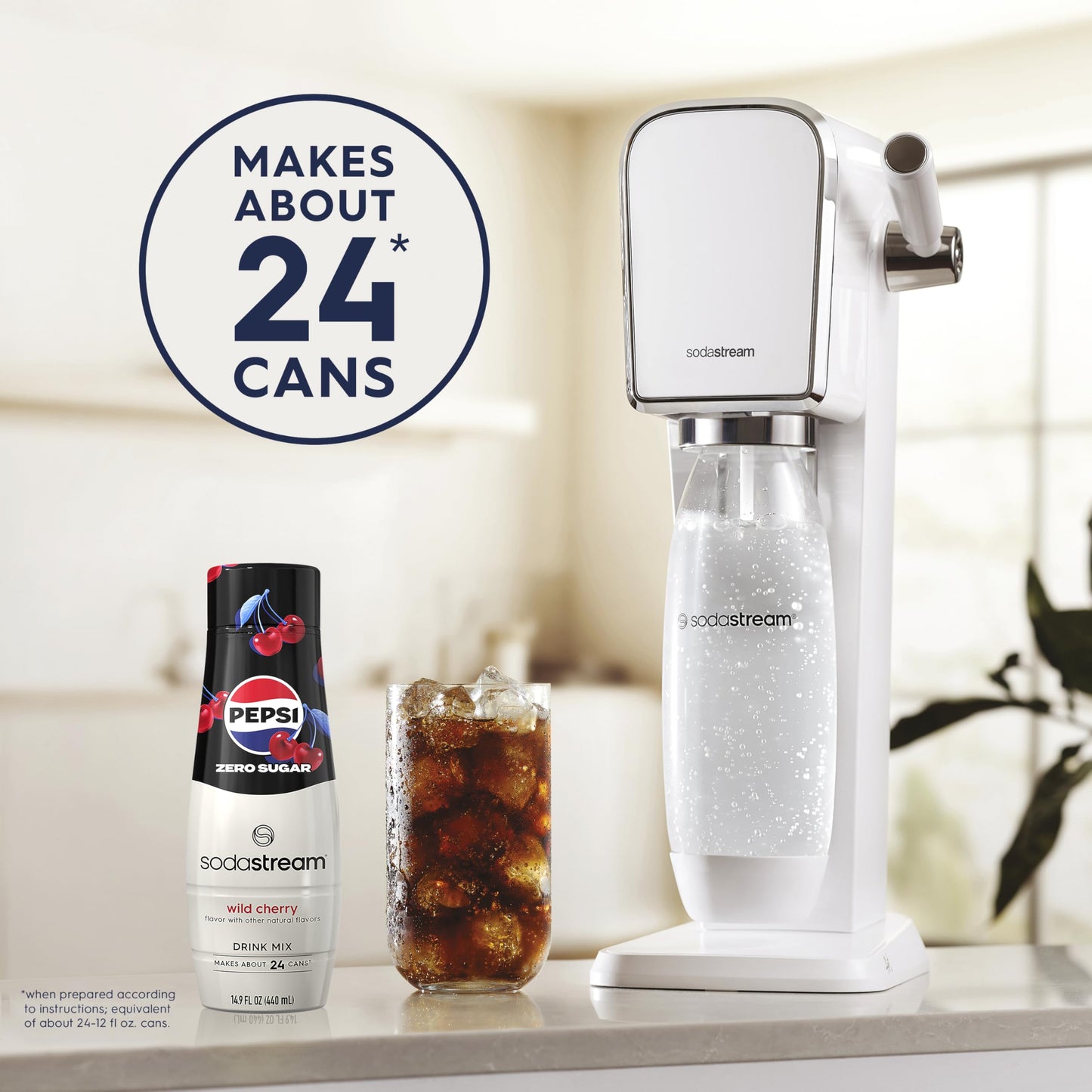SodaStream Pepsi Wild Cherry  MTN Dew Code Red  Starry & Mug Root Variety Pack  Zero Sugar  440ml Pack of 4