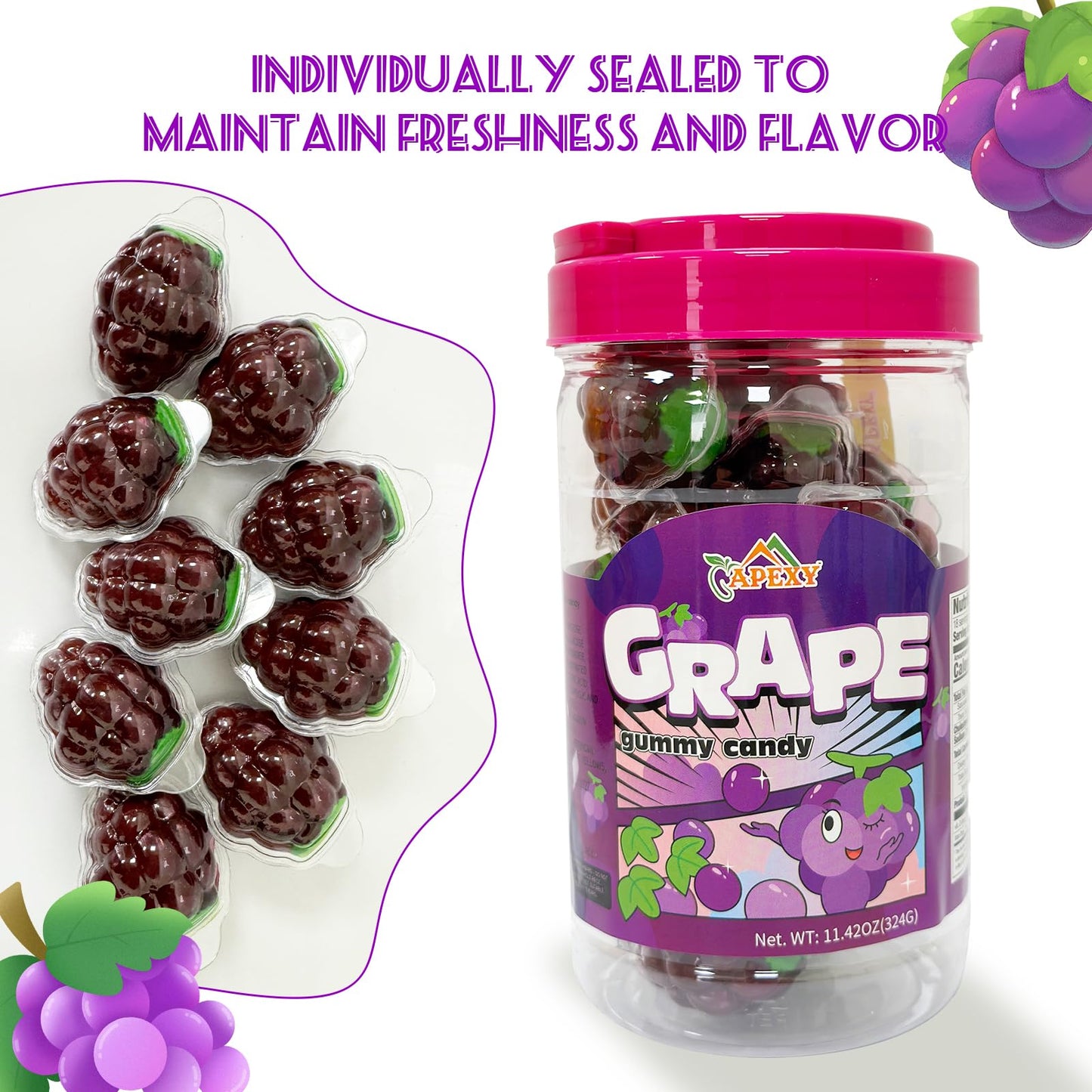 APEXY G  Gummy Candy - Jelly Filled, Fat Free, Nut Free, 11.42oz