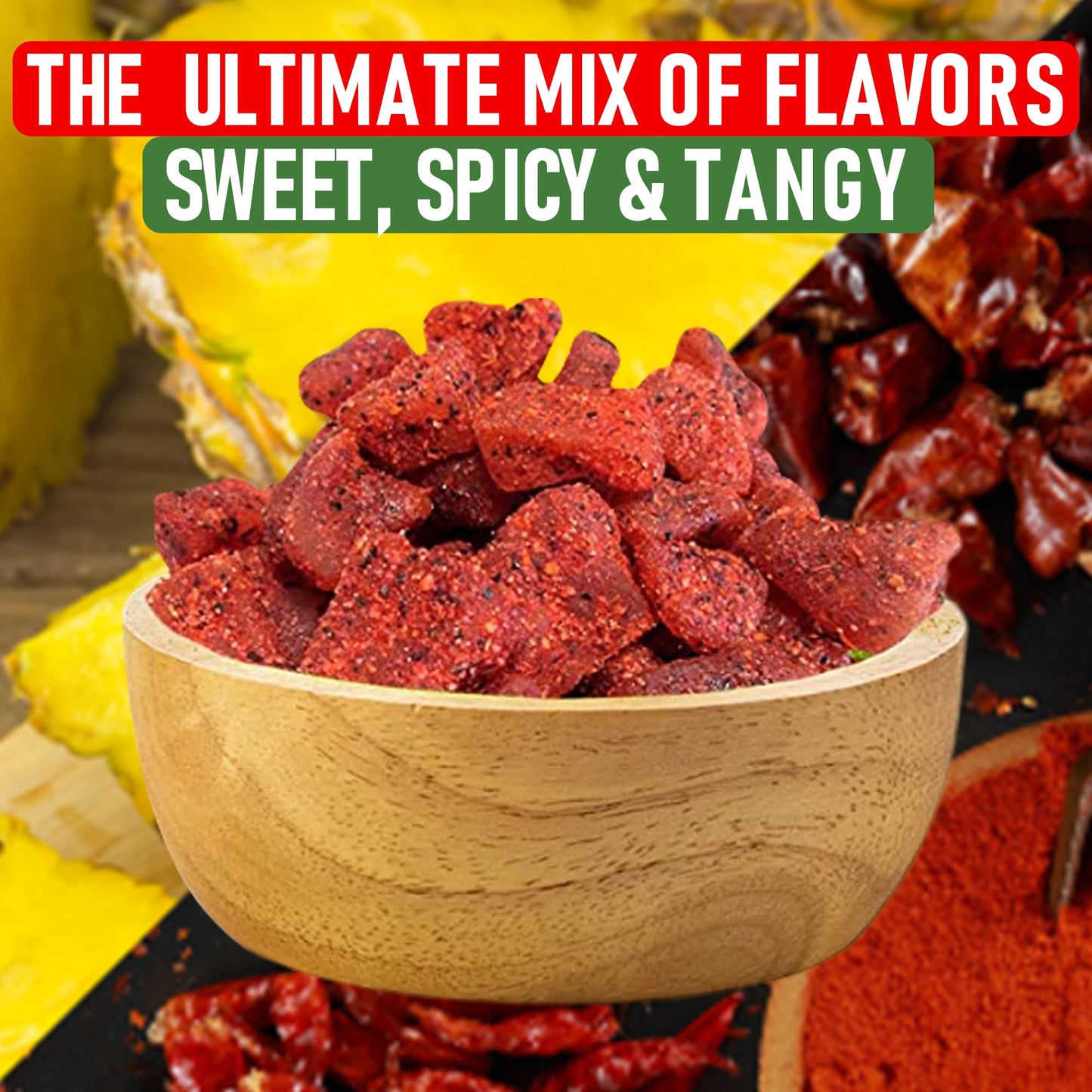 Dried Chili Pineapple Mexican Candy, 8.5 Oz, Natural Soft Dry Chunks, Traditional Dulce Mexicano, Sweet And Spicy Flavor, By Don
