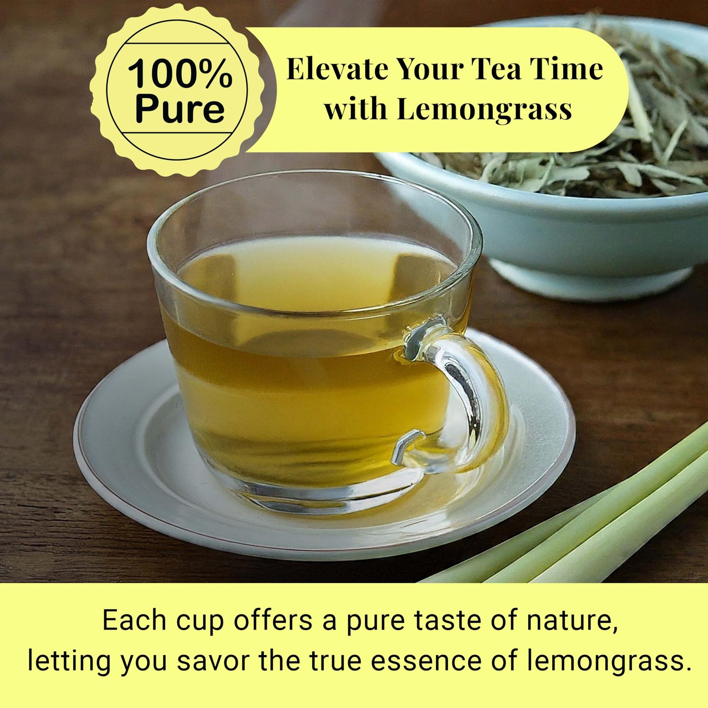 Akshit Dried Lemongrass Tea, 100% Natural, Caffeine Free, 5.2oz, Yellow, Non-GMO, Loose Leaf Herbal Tea, Pack of 2
