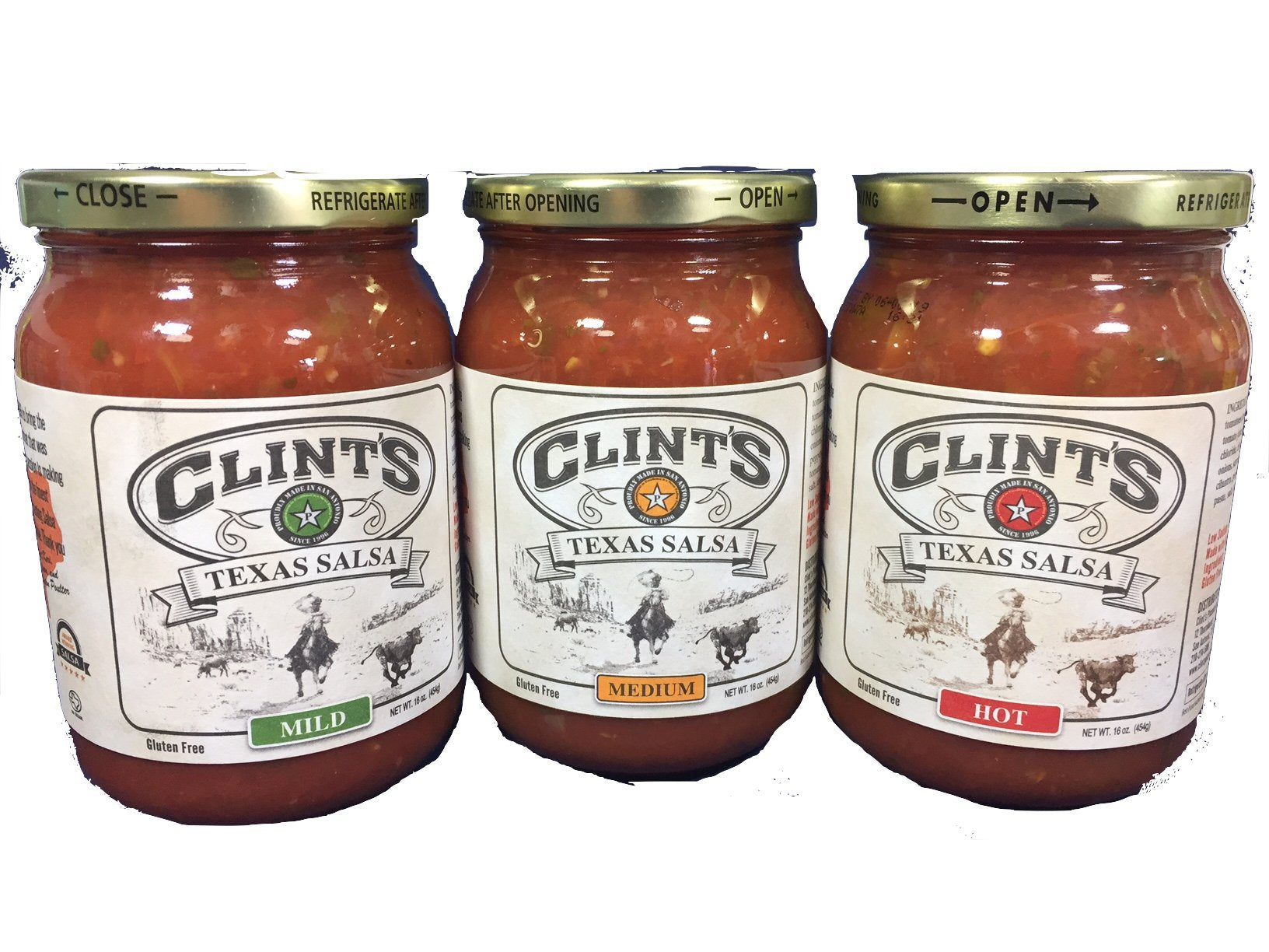 Clint'S Texas Salsa Sampler 16Oz Jar (Pack Of 3 Different Flavors)