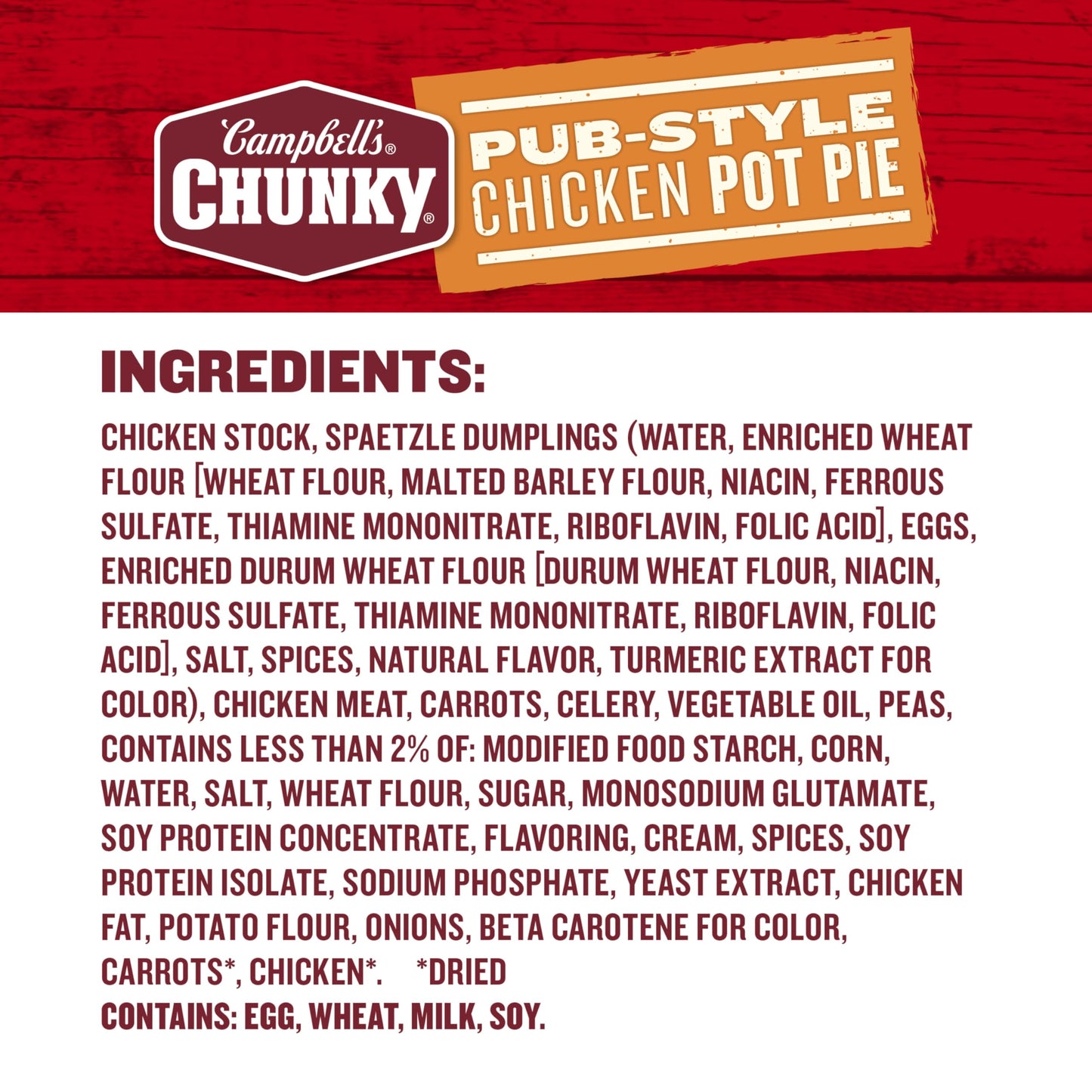 Campbells Chunky Soup, Pub-Style Chicken Pot Pie Soup, 18.8 oz Can (Pack of 12)