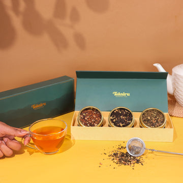 Teaniru Grandeur Tea Collection - Loose Leaf Tea Sampler Gift, 3 Flavors (Black, Herbal, Green), Pack of 40