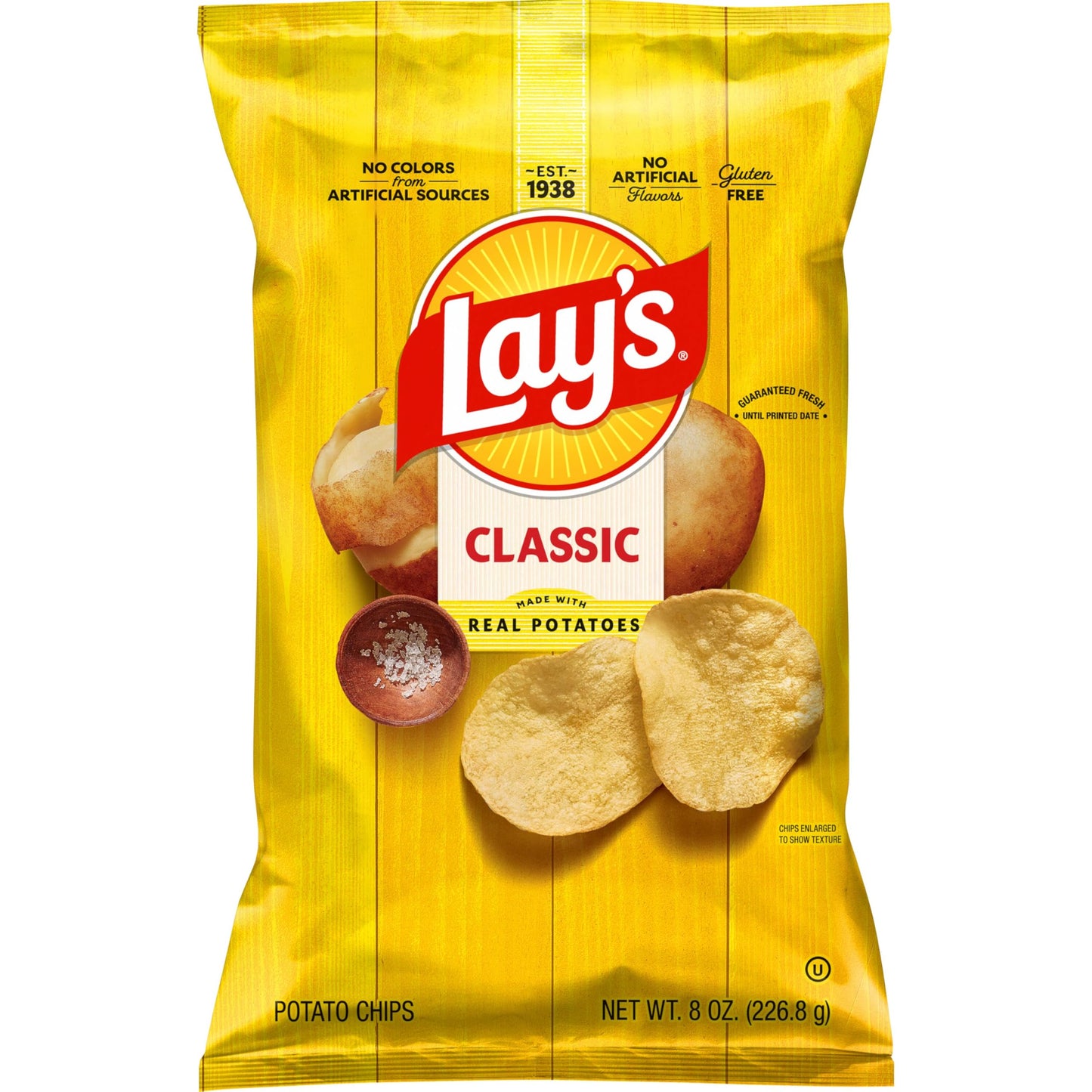 Lays Potato Chips Classic Flavor Bag, 8 Oz