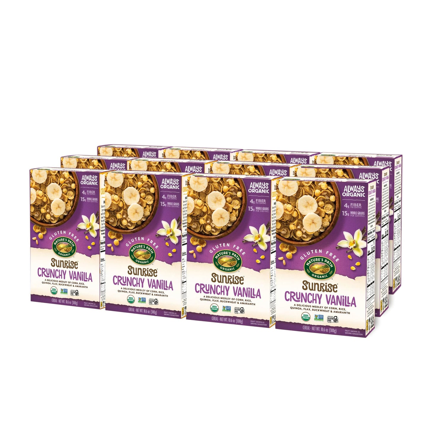Nature'S Path Sunrise Organic Gluten Free Cereal, Crunchy Vanilla, 10.6 Oz Box (Pack Of 12)