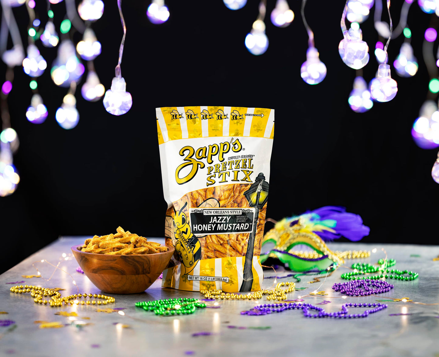 Zapps Jazzy Money Mustard Pretzel Stix pack of 8-5 oz bags